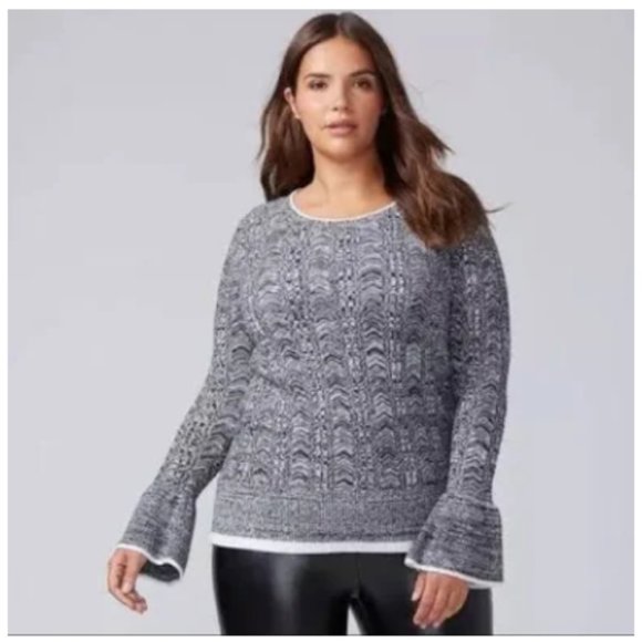 Lane Bryant Sweaters - Black & White Sweater with Bell Sleeves Size 14/16